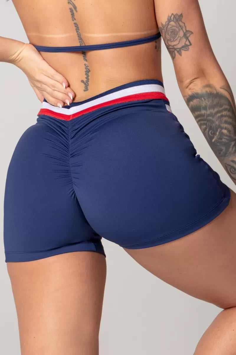 Navy Blue Athleisure Shorts with Elastic Waistband