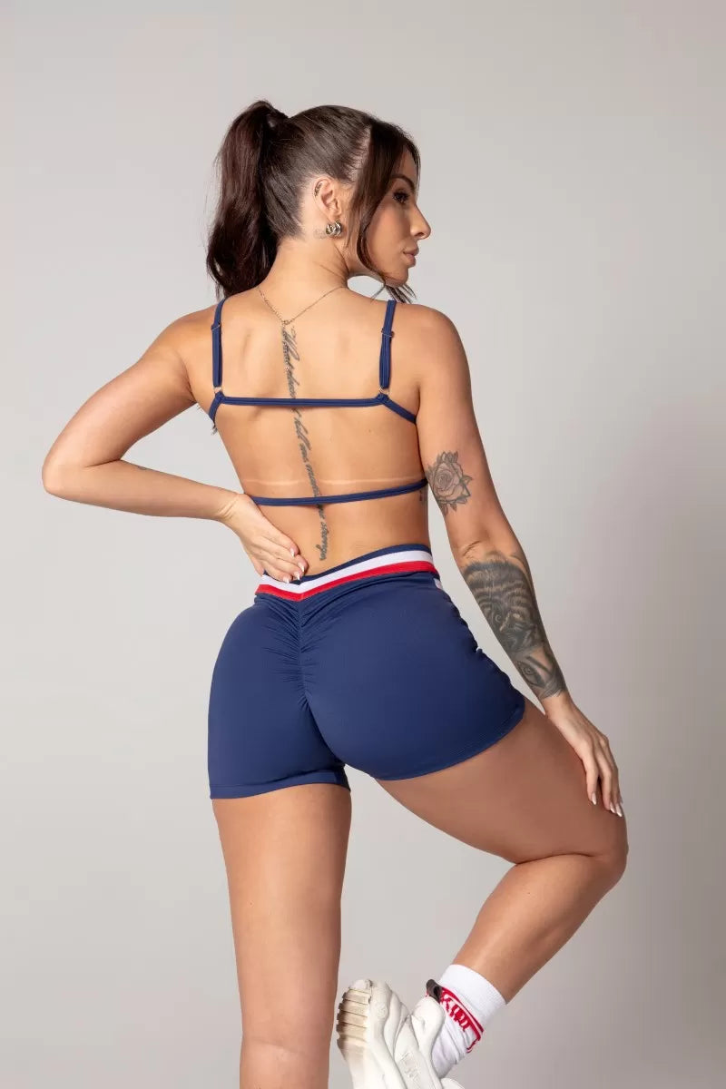 Navy Blue Athleisure Shorts with Elastic Waistband