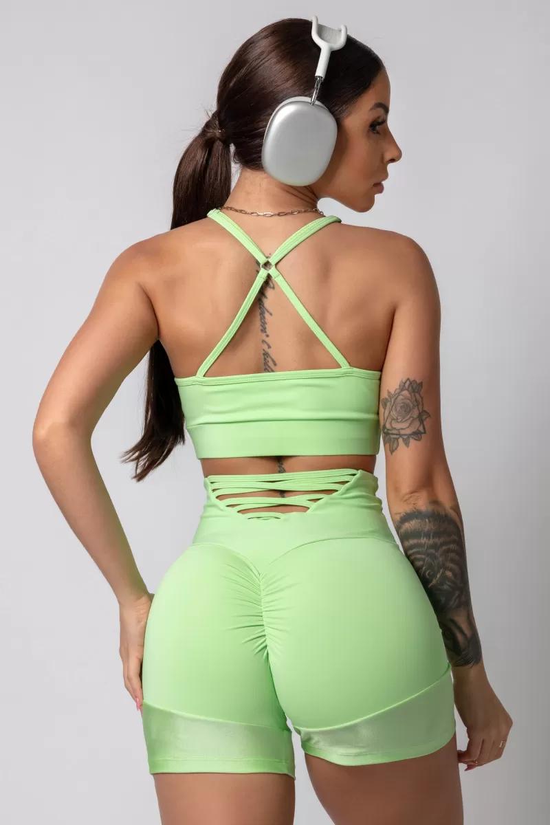 Green Gymrat Shorts with Waistband Straps